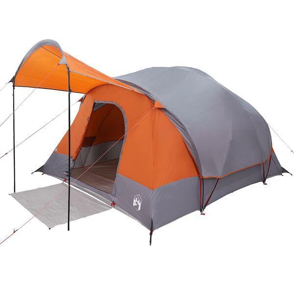 vidaXL Tente familiale tunnel 8 personnes gris et orange imperm&eacute;able