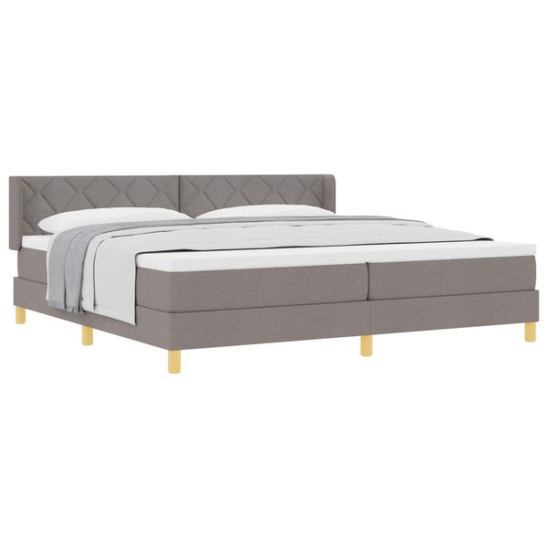 vidaXL Lit &agrave; ressorts avec matelas Taupe 200 x 200 cm tissu