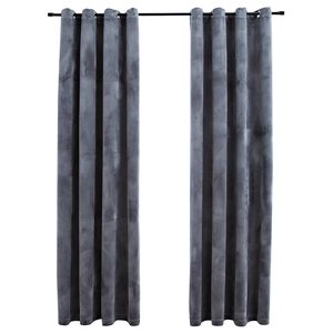 vidaXL Rideaux occultants et anneaux 2pcs Velours Anthracite 140x245cm