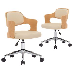 vidaXL Chaises pivotantes &agrave; manger lot de 2 bois courb&eacute; et similicuir