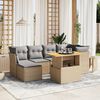 vidaXL Salon de jardin avec coussins 7 pcs beige r&eacute;sine tress&eacute;e