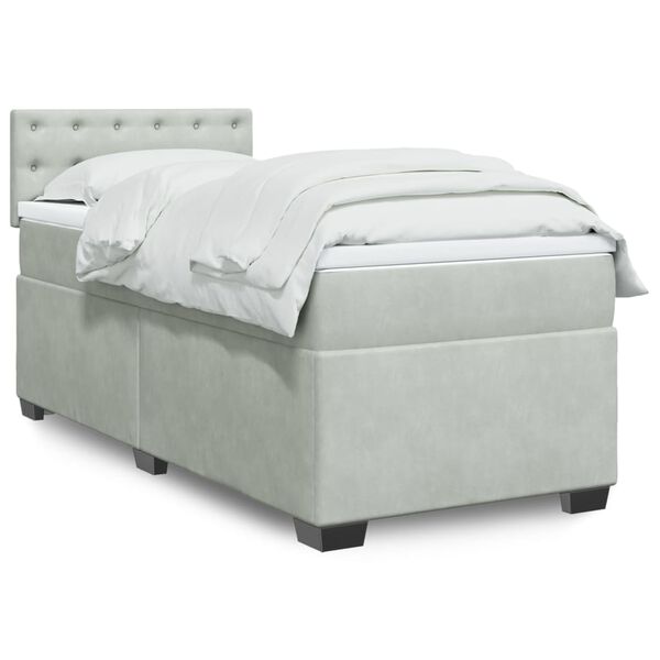 vidaXL Sommier &agrave; lattes de lit et matelas Gris clair 90x190 cm Velours