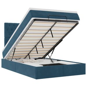 vidaXL Cadre de lit ottoman avec matelas bleu fonc&eacute; 120x190 cm velours