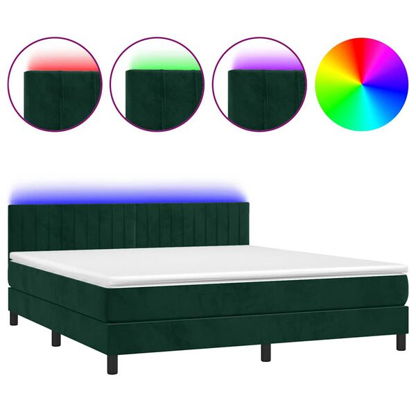 vidaXL Sommier &agrave; lattes de lit avec matelas LED Vert fonc&eacute; 180x200 cm