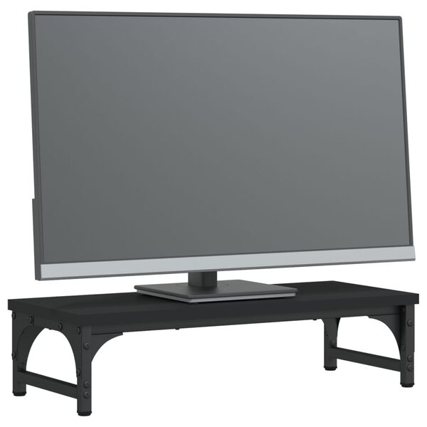 vidaXL Support de moniteur noir 55x23x14 cm bois d'ing&eacute;nierie