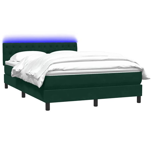 vidaXL Sommier &agrave; lattes de lit et matelas et LED vert fonc&eacute; 160x210cm velours