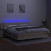 vidaXL Sommier &agrave; lattes de lit avec matelas LED Cr&egrave;me 180x200 cm Tissu
