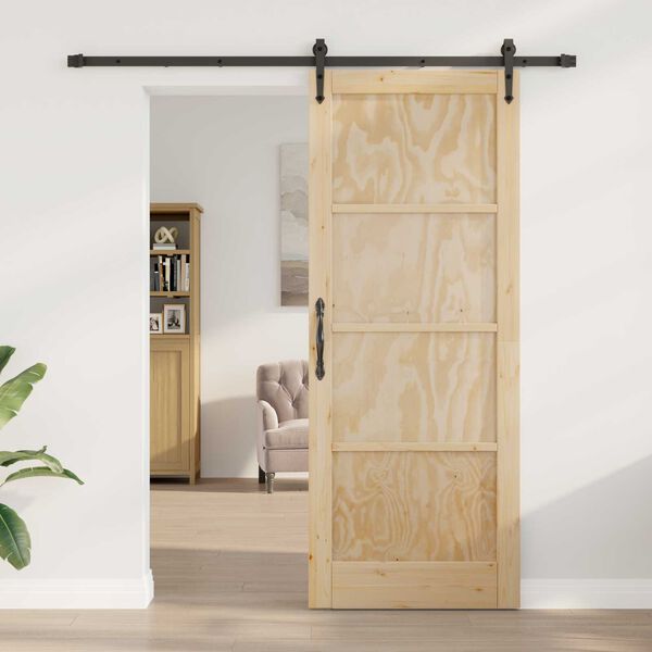 vidaXL Porte coulissante ORKDAL Naturel et Noir 83 x 211 cm Pin massif