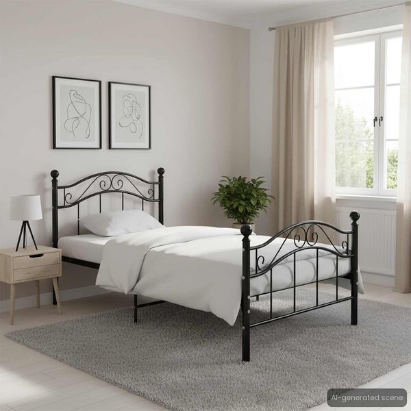 vidaXL Cadre de lit sans matelas noir m&eacute;tal 100x200 cm