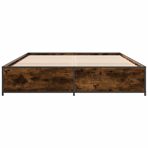vidaXL Cadre de lit sans matelas ch&ecirc;ne fum&eacute; 135x190 cm