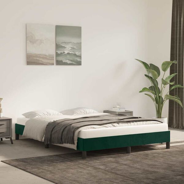 vidaXL Cadre de lit sans matelas vert fonc&eacute; 140x190 cm velours