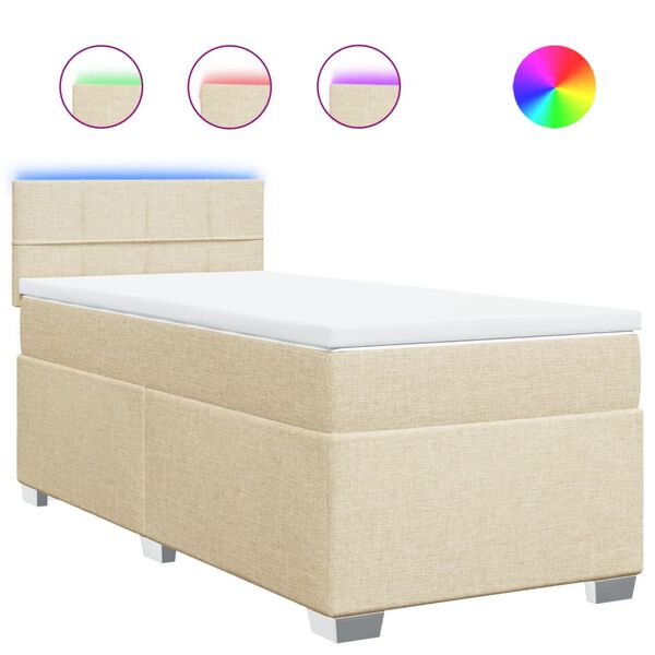 vidaXL Sommier &agrave; lattes de lit avec matelas Cr&egrave;me 80x200 cm Tissu