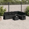 vidaXL Salon de jardin 7 pcs avec coussins noir r&eacute;sine tress&eacute;e