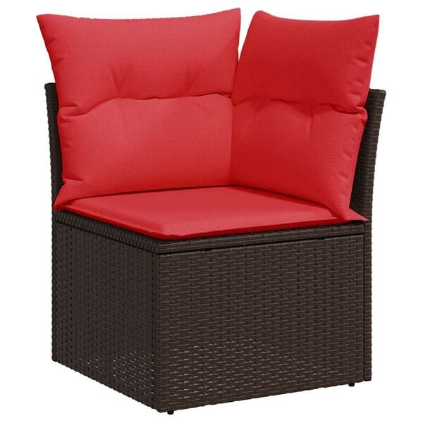 vidaXL Salon de jardin avec coussins 7 pcs marron résine tressée acacia