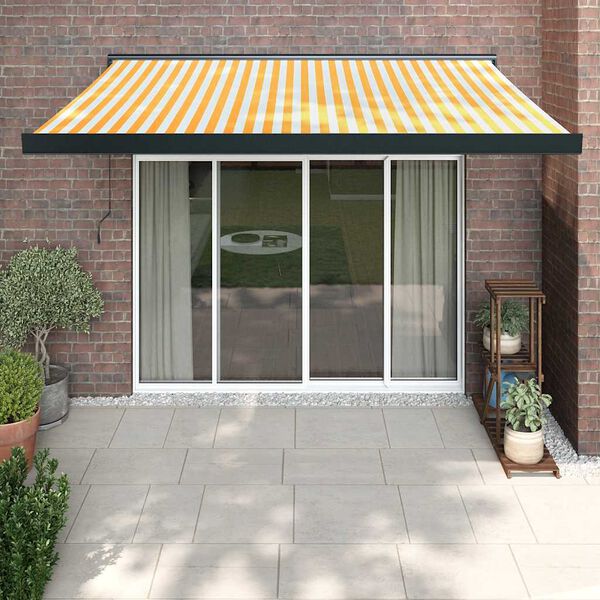 vidaXL Auvent r&eacute;tractable jaune et blanc 3,5x2,5 m tissu et aluminium