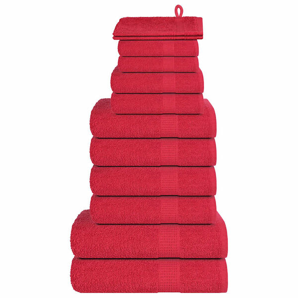 vidaXL Ensemble de serviettes 12 pcs FROGN rouge 100% coton