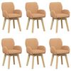 vidaXL Chaises de salle &agrave; manger pivotantes 6 pc Boucl&eacute; Beige