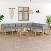 vidaXL Salon de jardin 11 pcs avec coussins bois de pin impr&eacute;gn&eacute;