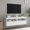 vidaXL Meubles TV muraux avec lumi&egrave;res LED 2 pcs blanc 60x30x40 cm