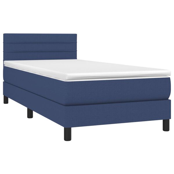vidaXL Sommier &agrave; lattes de lit avec matelas Bleu 90x200 cm Tissu