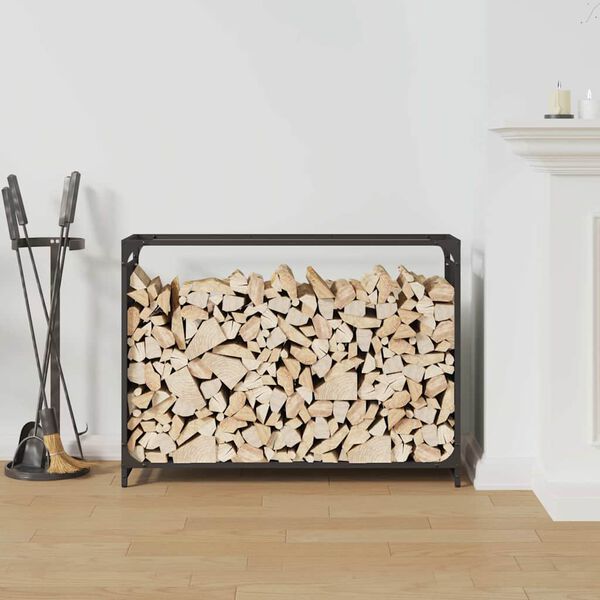 vidaXL Portant de bois chauffage noir 90x28x65 cm