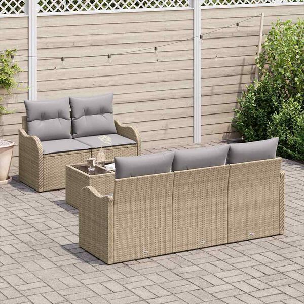 vidaXL Ensemble de canapé de jardin avec coussin 6 pcs Beige et gris