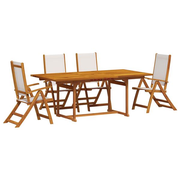 vidaXL Ensemble &agrave; manger de jardin 5pcs bois d'acacia solide textil&egrave;ne