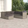 vidaXL Salon de jardin 6 pcs avec coussins Gris Résine tressée
