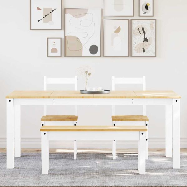 vidaXL Ensemble &agrave; manger PANAMA 4 pcs blanc bois de pin massif