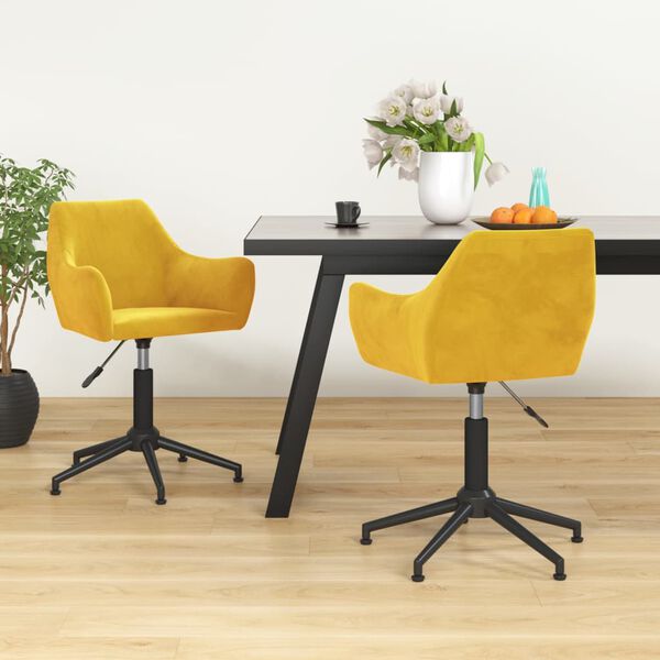 vidaXL Chaise pivotante de salle &agrave; manger Jaune moutarde Velours
