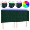 vidaXL T&ecirc;te de lit &agrave; LED Vert fonc&eacute; 203x16x118/128 cm Velours