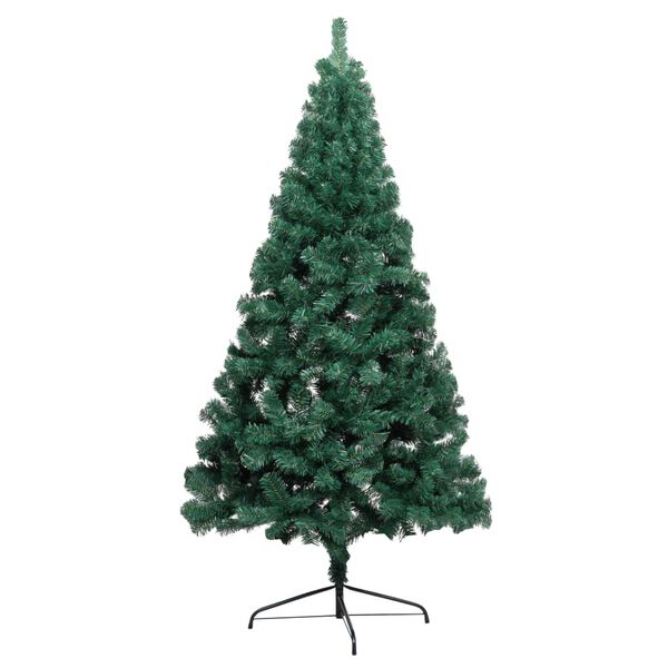 vidaXL Demi-arbre de No&euml;l artificiel pr&eacute;-&eacute;clair&eacute; et boules vert 180 cm