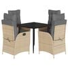 vidaXL Ensemble &agrave; manger de jardin coussins 5 pcs m&eacute;lange beige rotin