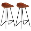 vidaXL Tabourets de bar lot de 2 marron cuir v&eacute;ritable