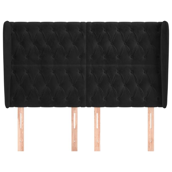 vidaXL Tête de lit avec oreilles Noir 147x23x118/128 cm Velours