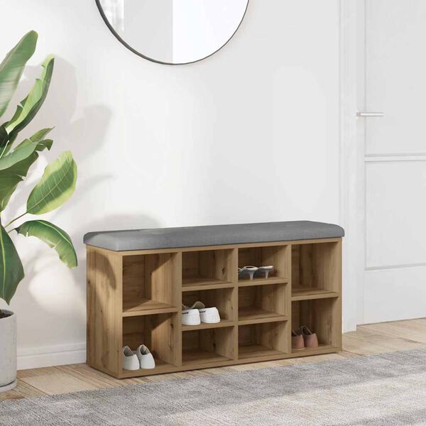 vidaXL Banc à chaussures chêne artisanal 102x32x50cm bois d'ingénierie