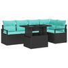 vidaXL Ensemble de canap&eacute; de jardin 6 pcs Noir et Bleu polyrotin