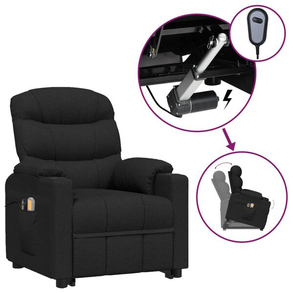 vidaXL Fauteuil de massage Noir Tissu