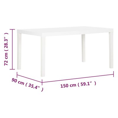 vidaXL Table de jardin 150x90x72 cm PP Blanc
