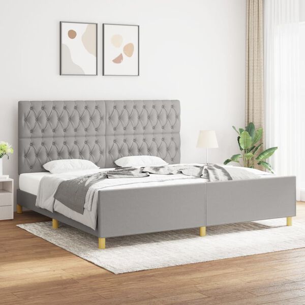 vidaXL Cadre de lit sans matelas avec t&ecirc;te de lit gris clair tissu