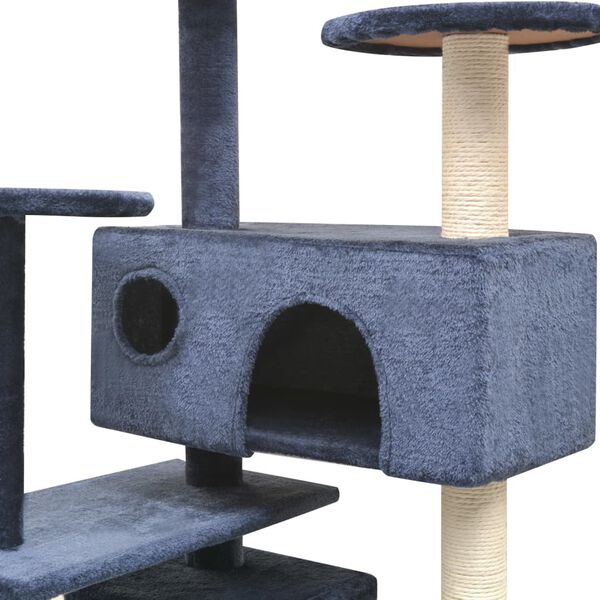 vidaXL Arbre à chat avec griffoirs en sisal 125 cm Bleu foncé