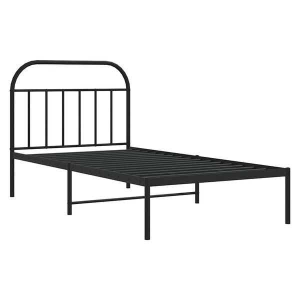 vidaXL Cadre de lit m&eacute;tal sans matelas avec t&ecirc;te de lit noir 100x200cm