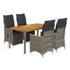 vidaXL Ensemble de bistro de jardin 5 pcs coussins gris poly rotin
