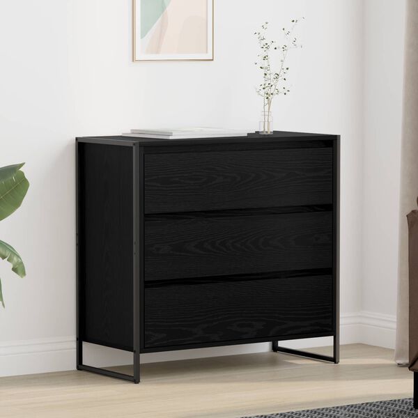 vidaXL Buffet Ch&ecirc;ne noir 79 x 36 x 75.5 cm Bois d'ing&eacute;nierie