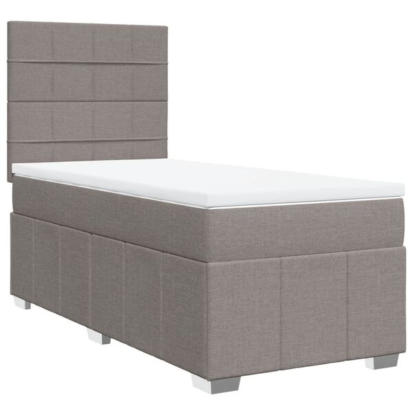 vidaXL Sommier &agrave; lattes de lit avec matelas Taupe 90x190 cm Tissu