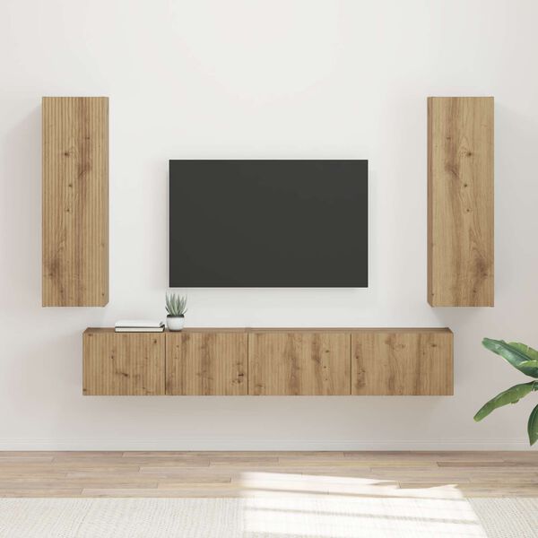 vidaXL Ensemble meuble TV 3 pcs Ch&ecirc;ne artisanal Bois d'ing&eacute;nierie