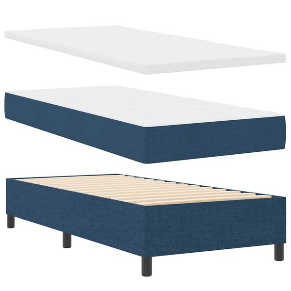 vidaXL Lit &agrave; ressorts avec matelas Bleu 90 x 200 cm tissu