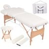 vidaXL Table de massage pliable et tabouret 10 cm d'&eacute;paisseur Blanc