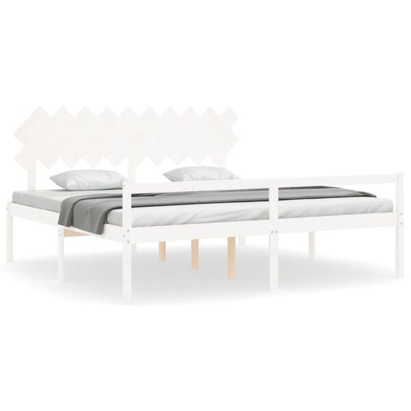 vidaXL Lit pour personne &acirc;g&eacute;e sans matelas blanc 200x200cm bois massif