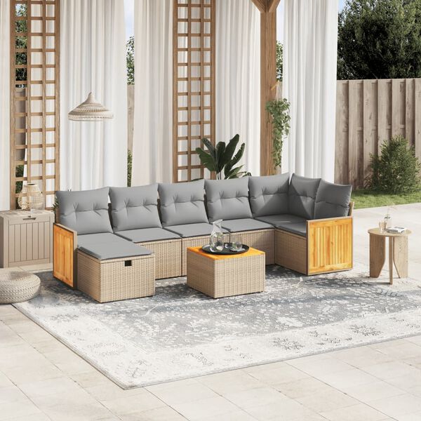 vidaXL Salon de jardin avec coussins 7pcs mélange beige résine tressée